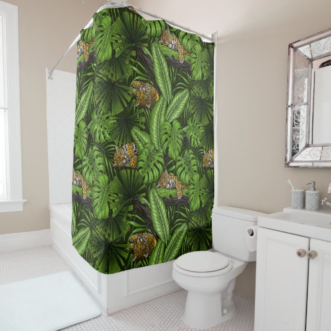 Jungle kitties shower curtain (In Situ)