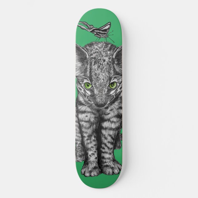Jungle Kitty Butterfly Skateboard (Front)