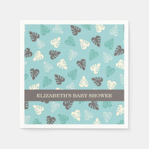 Jungle Leaf Pattern Safari Baby Shower Napkin