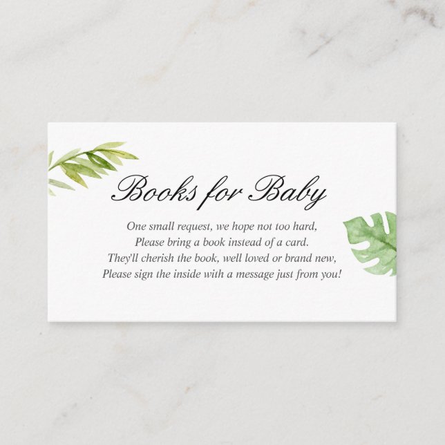 Jungle Leaves Books for Baby Enclosure Card (Front)