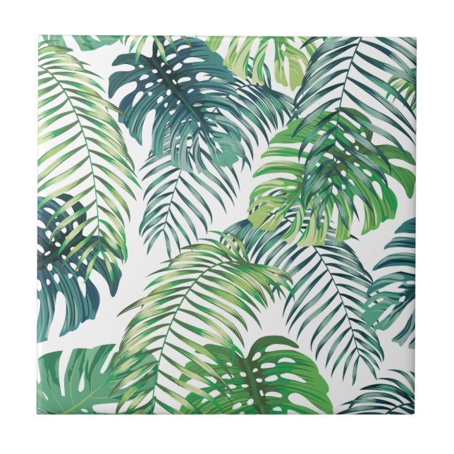Jungle Leaves Ceramic Tile (Front)