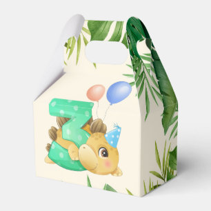 Jungle Leaves Dinosaur 3rd Birthday Party Favour Box