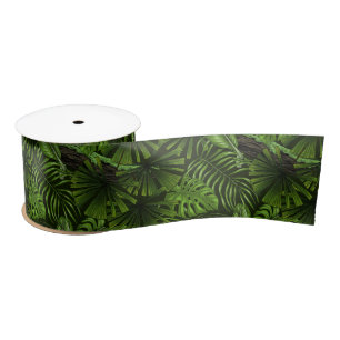 Jungle leaves satin ribbon