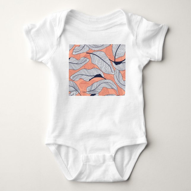 Jungle Leaves Seamless Tropical Pattern Baby Bodysuit (Front)