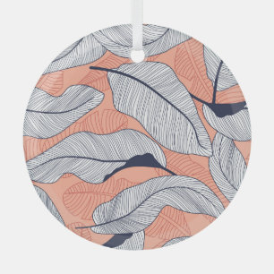 Jungle Leaves Seamless Tropical Pattern Glass Tree Decoration