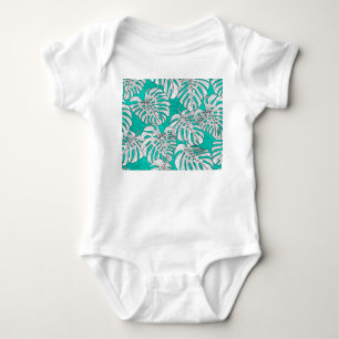 Jungle Leaves Tropical Floral Seamless Baby Bodysuit