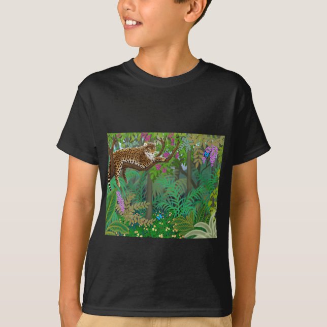 Jungle Leopard Kids Dark T-Shirt (Front)