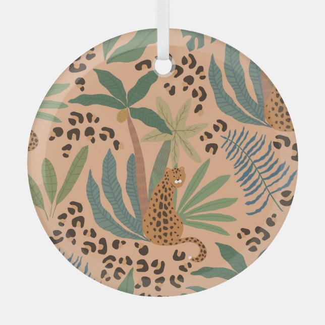 Jungle leopard print: animal seamless pattern. glass tree decoration (Front)