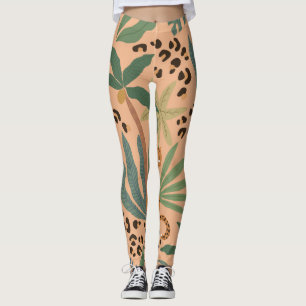Jungle leopard print: animal seamless pattern. leggings