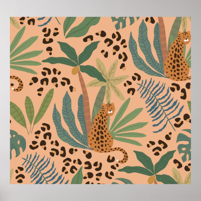 Jungle leopard print: animal seamless pattern. poster (Front)