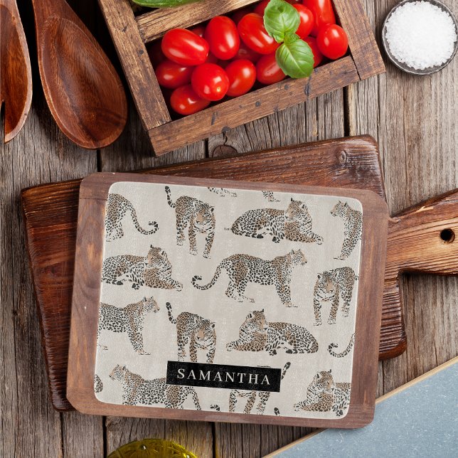 Jungle Leopard Wild Animal Pattern   Cutting Board (Creator Uploaded)