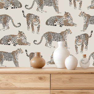 Jungle Leopard Wild Animal Pattern Wallpaper
