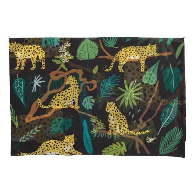 Jungle Leopards: Vintage Wildlife Illustrations Pillowcase (Front)