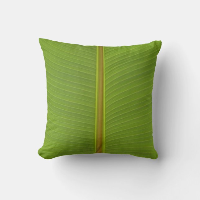 Jungle Lime Green Tropical Palm Leaf Texture Cushion (Front)