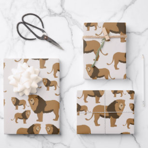 Jungle Lion Animal Pattern  Wrapping Paper Sheet