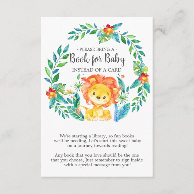Jungle Lion Baby Shower Book for Baby Card (Front)
