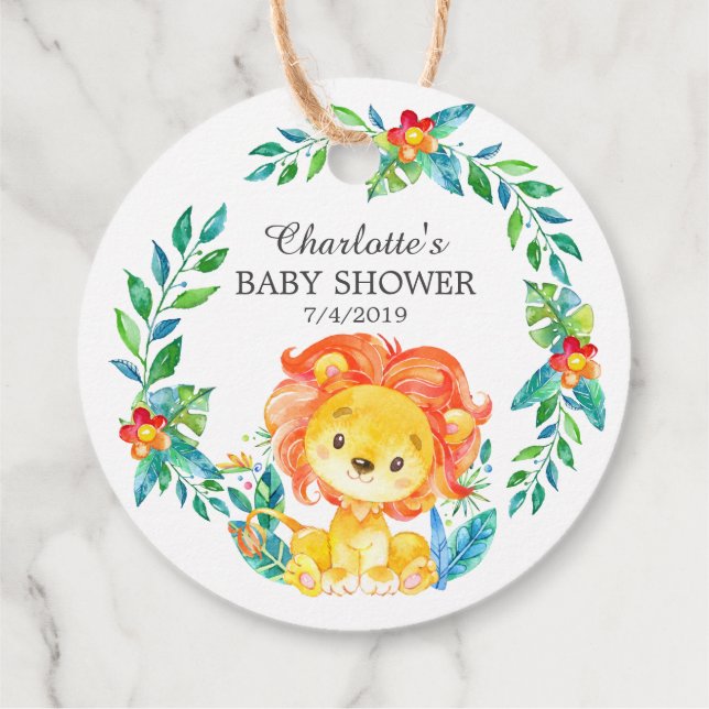 Jungle Lion Baby Shower Favour Gift Tag (Back)