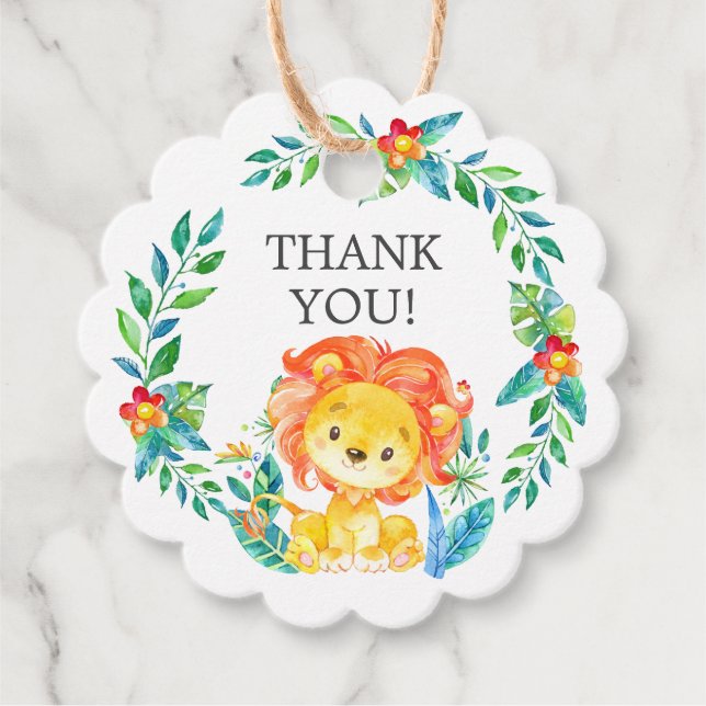 Jungle Lion Baby Shower Favour Gift Tag (Front)