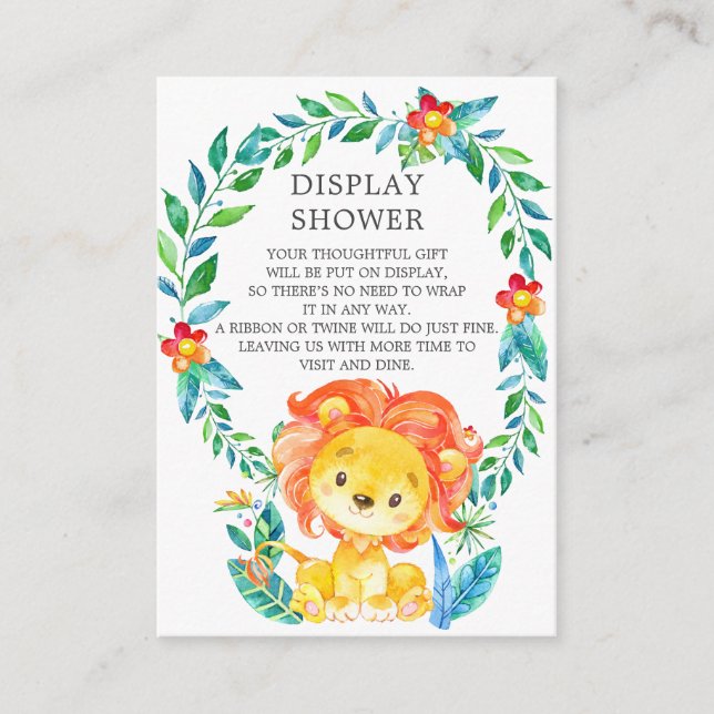 Jungle Lion Baby Shower Gift Display Shower Enclosure Card (Front)