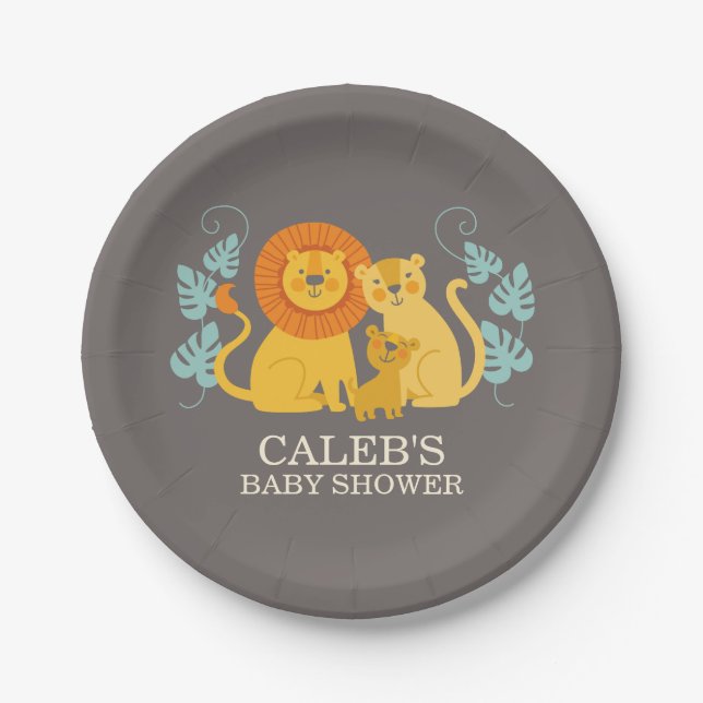 Jungle Lion Baby Shower plate (Front)