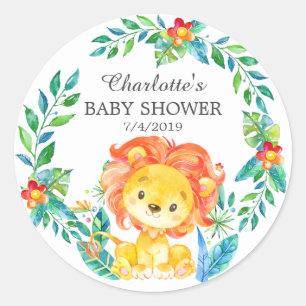 Jungle Lion Baby Shower Thank You Favour Sticker