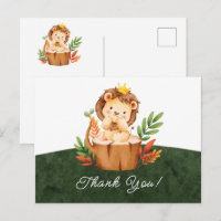 Jungle Lion Baby Shower Thank You  Postcard