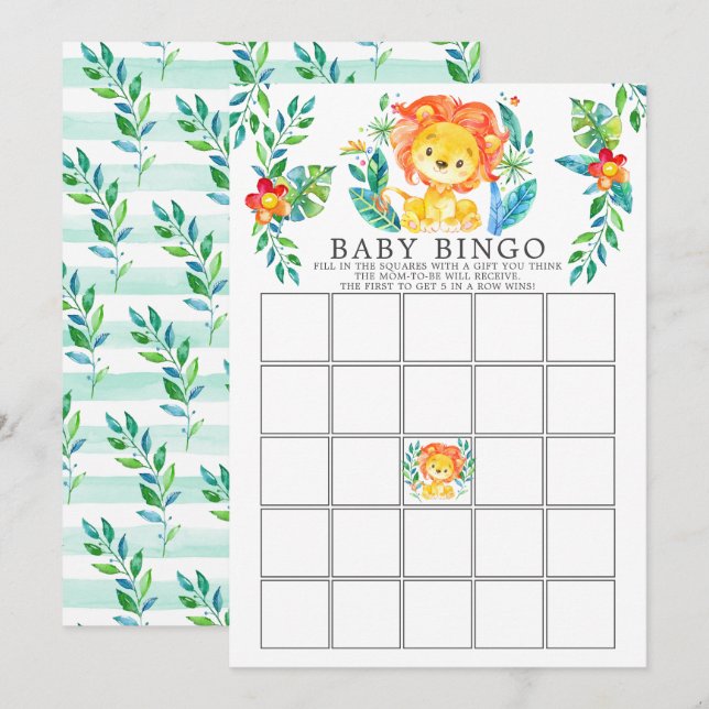 Jungle Lion BINGO Baby Shower Game Invitation (Front/Back)