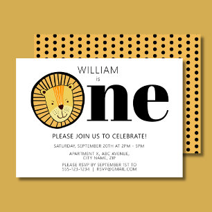Jungle Lion Boys First Birthday Party Invitation