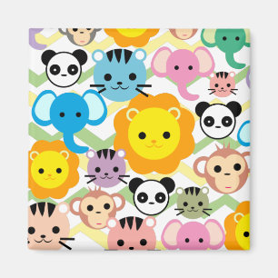 jungle, lion, monkey, animals, elephant magnet