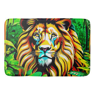 Jungle Lion Pop Art Design Bath Mat
