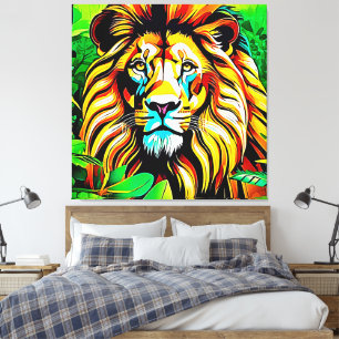 Jungle Lion Pop Art Design Canvas Print