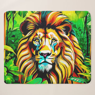 Jungle Lion Pop Art Design Sherpa Blanket