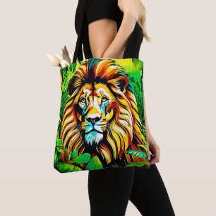 Jungle Lion Pop Art Design Tote Bag