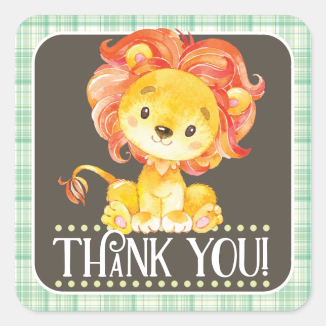 Jungle Lion Thank You Sticker (Front)