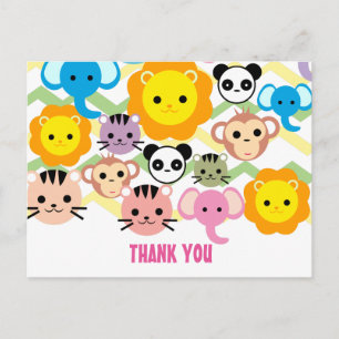 jungle, lion, tiger, elephant, thank you card