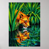 Jungle Lioness Reflection – Vibrant Water Art
