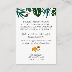 Jungle Long distance baby shower insert
