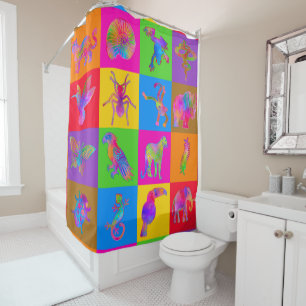 Jungle Madness 9 Inch Blocks Cheater Quilt Shower Curtain