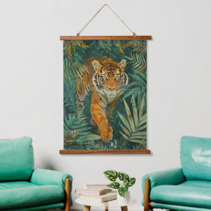 Jungle Majesty: Tiger in Tropical Paradise Hanging Tapestry