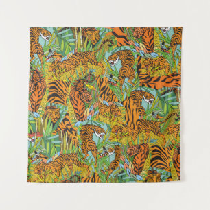 Jungle Majesty: Tigers Amidst Greenery Tapestry