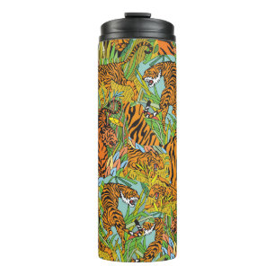 Jungle Majesty: Tigers Amidst Greenery Thermal Tumbler