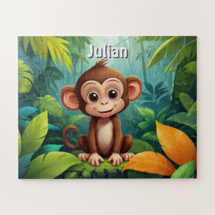 Jungle Monkey Adventure Personalised Jigsaw Puzzle