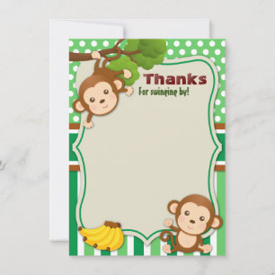 Jungle Monkey Animal Birthday Shower Thank You Card