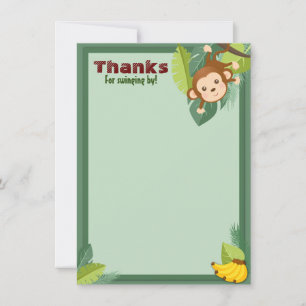 Jungle Monkey Animal Boy Birthday Shower Thank You Card
