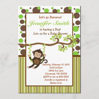 Jungle Monkey Baby Shower Invitation