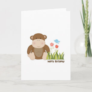 Jungle Monkey Birthday Card