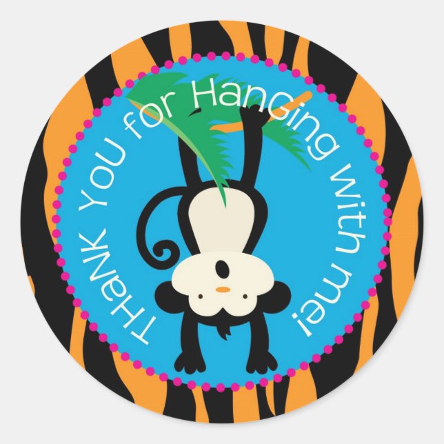 Jungle Monkey Birthday Gift Label Wild (Front)