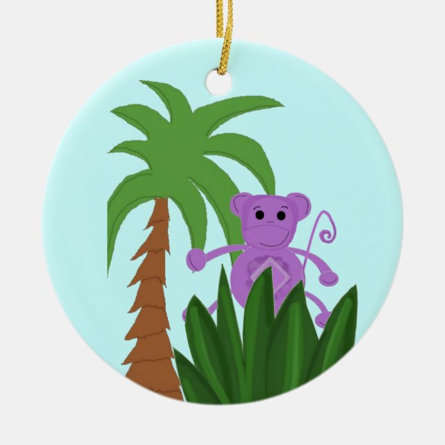 Jungle Monkey Ceramic Tree Decoration (Front)