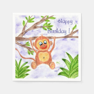 Jungle monkey paper napkins