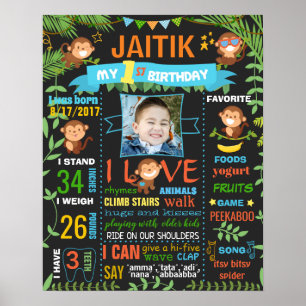 Jungle Monkey Zoo First Birthday chalkboard sign